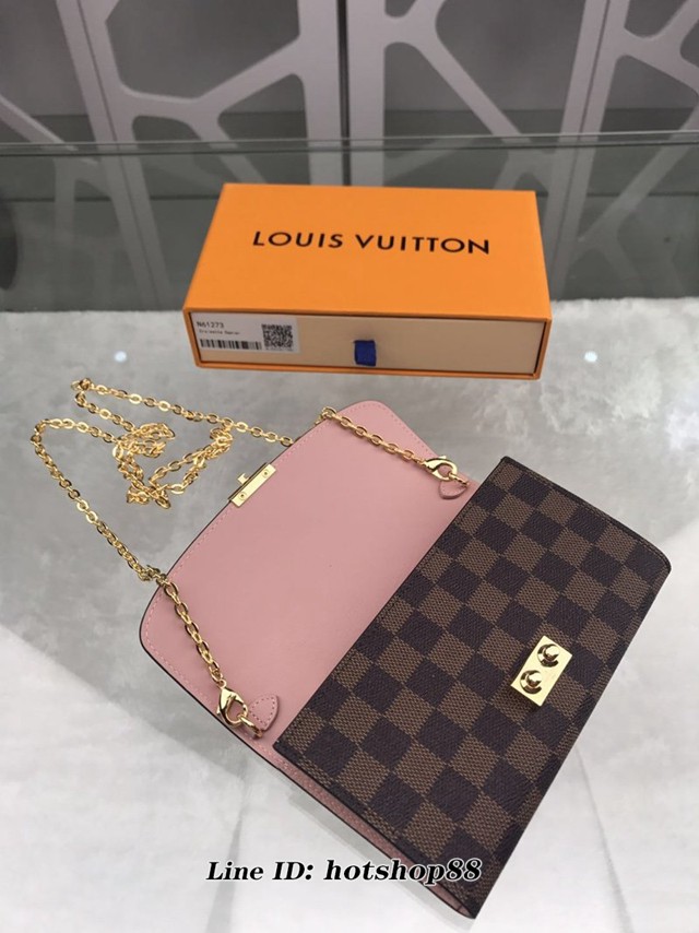 路易威登LV女包 LV Croisette手袋 鏈條帆布棋盤格單肩斜挎手提包 N61273 xxlv1088